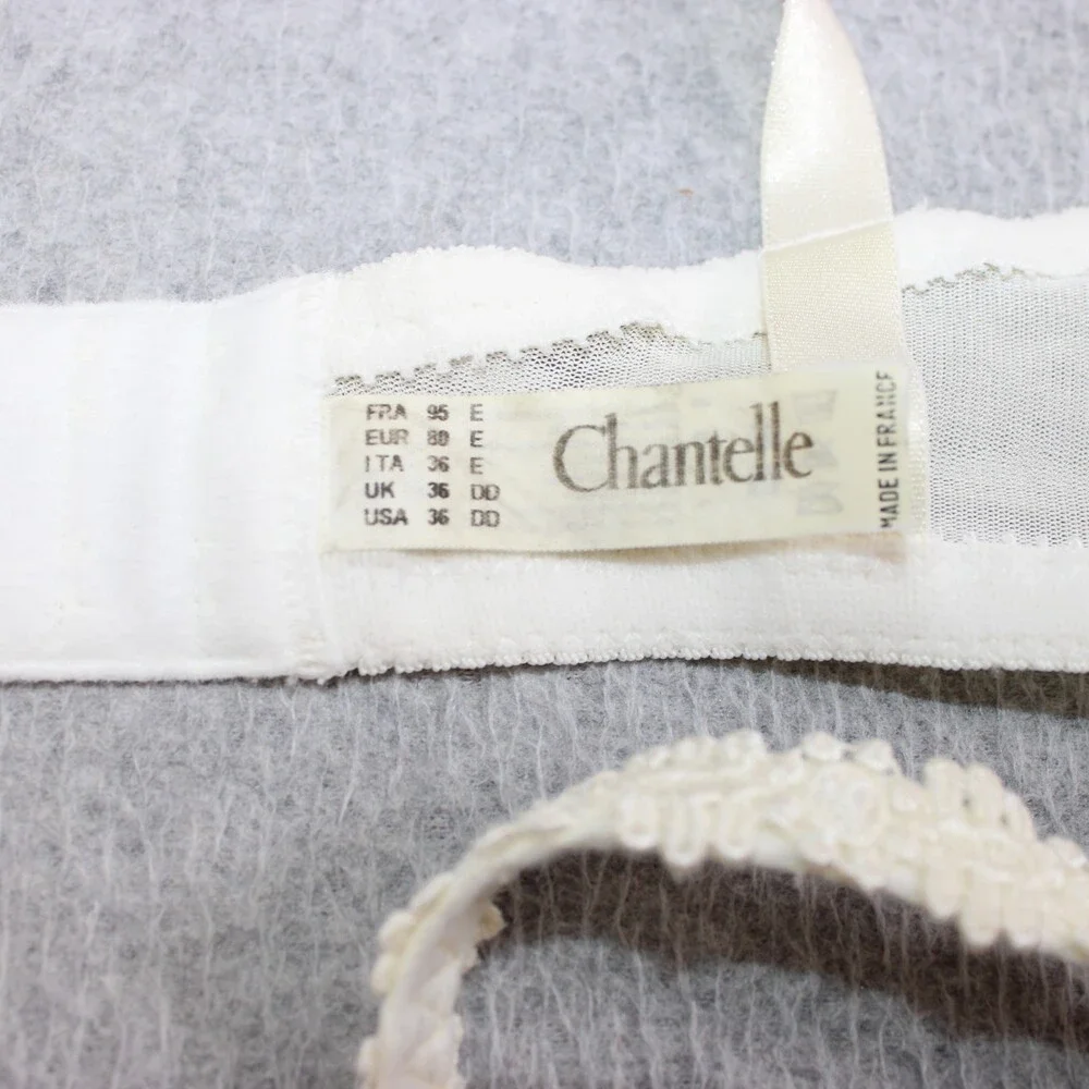 Chantelle Bra Women 36DD White Floral Lace Underwire Wireless Unlined Sexy Lot